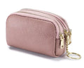women's solid color leather zipper coin purses